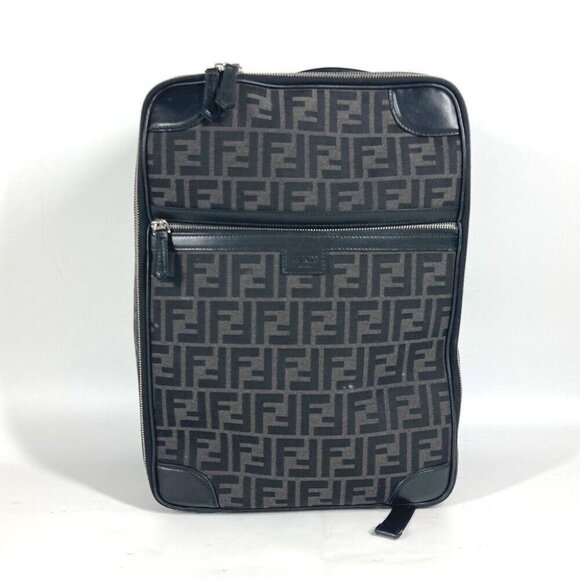 FENDI 2WAY Bag Handbag Logo Zucca bag Backpack Leather/Canvas Black/gray - Picture 1 of 16